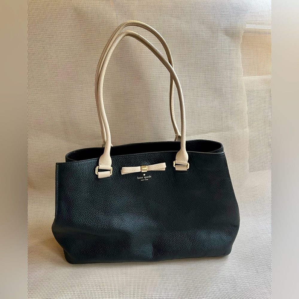 Kate Spade Black Pebbled Leather Tote with Bow